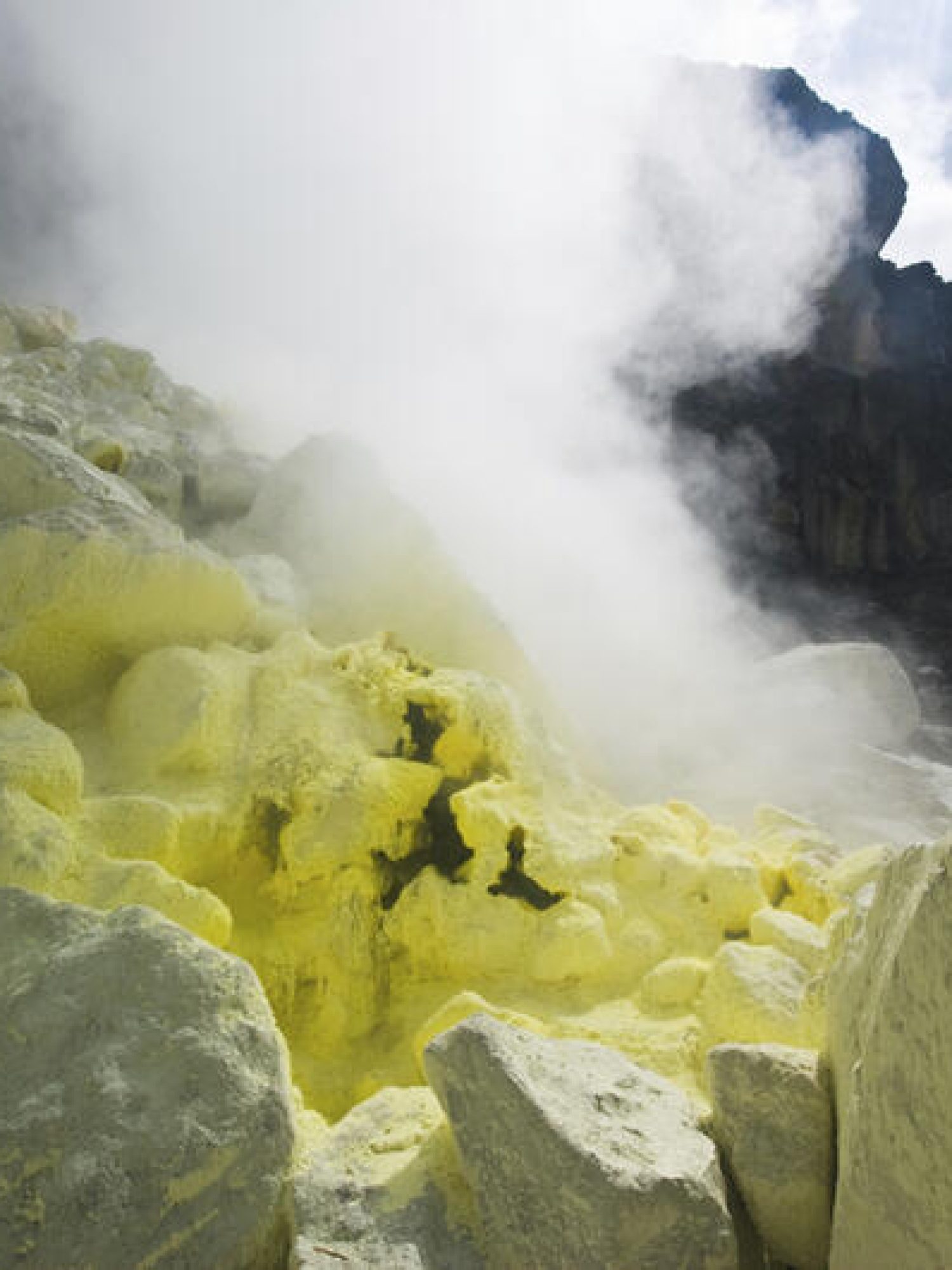 sulphurous stones in a volcano